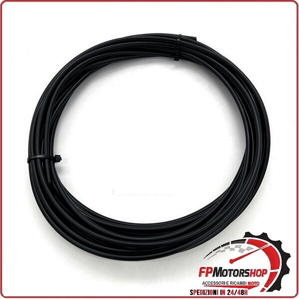 GUAINA PER CAVO FRENO CAMBIO FRIZIONE MOTO SCOOTER 5mm NERO 10MT UNIVERSALE