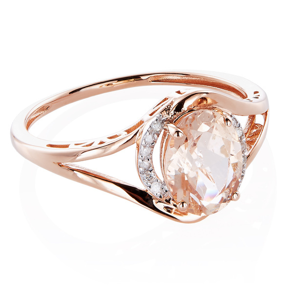 Pre-owned Tiffany & Co 10k Rose Gold Morganite And Diamond Ring In White