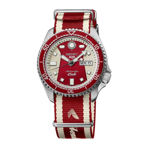 Pre-owned Seiko 5 Sports Men's Honda Super Cub Limited Edition Automatic Red Watch Srpl23