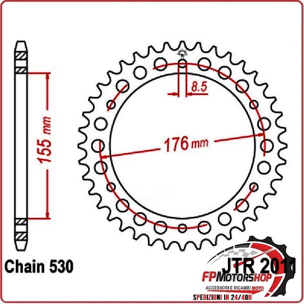 CORONA PER TRASMISSIONE MOTO JT 2011 Z45 JTR2011.45 45 DENTI ACCIAIO PASSO 530