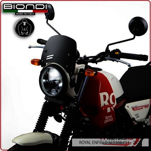 CUPOLINO PARABREZZA MOTO PER ROYAL ENFIELD SCRAM 411 2022> NERO SATINATO BIONDI
