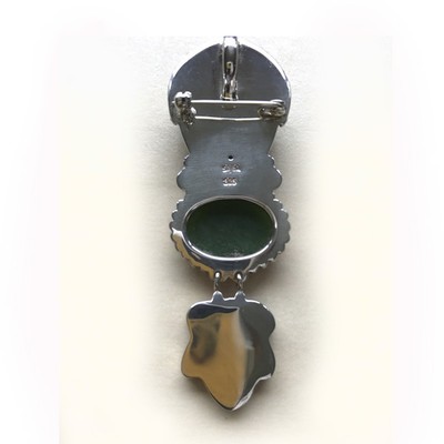 Offerings Sajen 925 Sterling Silver Aventurine Goddess Pin with Jade and Paua