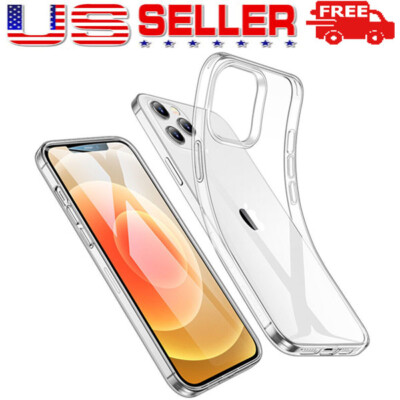 For iPhone 15 14 13 12 11 Pro Max Mini Soft Silicone Clear Cover Shockproof lot