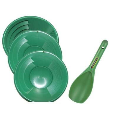 G3 12" 10" 8" Green Gold Pans & Scoop Gold Panning Kit!!