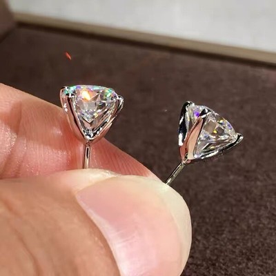 Women Natural 1 Carat Crystal CZ Jewelry 925 Sterling Silver Stud Earrings ED071