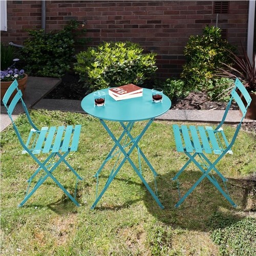 3pcs Bistro Table Set, Outdoor Bistro Set Folding Garden Table and Chairs, Used