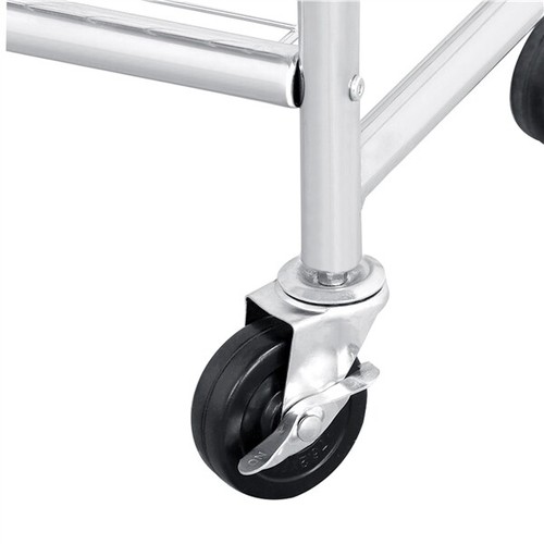 Heavy duty Garment Organizer Laundry Cart With Storage Basket Double Pole Rack