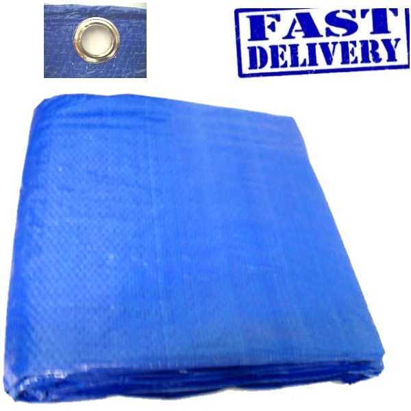 LARGE BLUE TARPAULIN GROUND SHEET 12ft X 18ft 3.5m x 5.4m Tarpaulin eBay