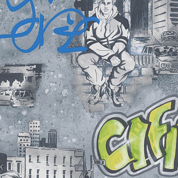 Green Blue Black Grey Urban Graffiti Wall Feature Wallpaper A S Creation 2 Ebay