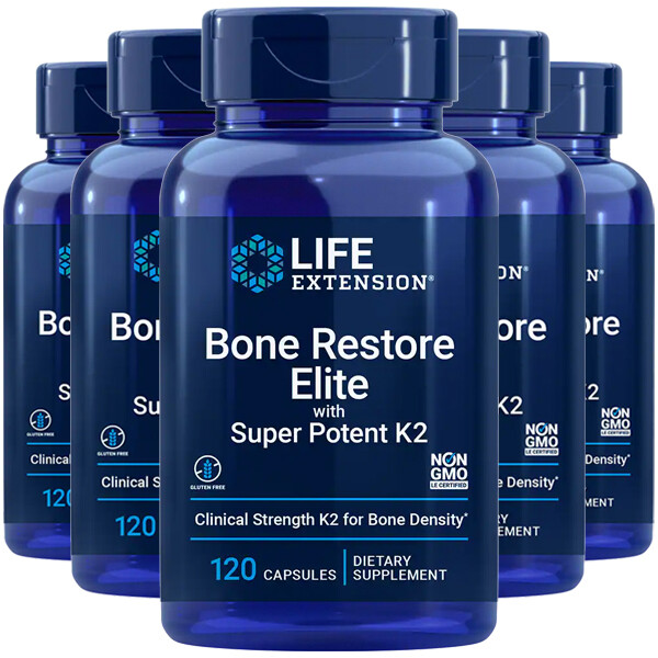 Life Extension Bone Restore Elite with Super Potent K2 5X120caps MK-4 45 000 мкг