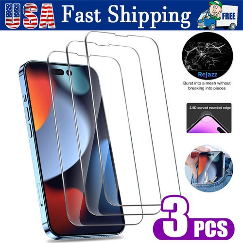 Tempered Glass Screen Protector Full Cover For iPhone 16 15 14 13 12 11 Pro lot