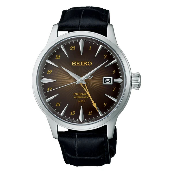 Pre-owned Seiko Presage Rusty Nail Cocktail Time Gmt Automatic Brown Dial Watch Ssk039