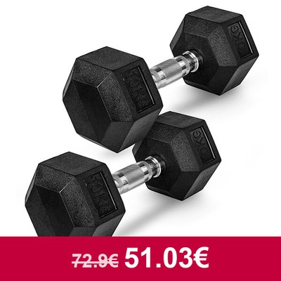2x 10KG Hexagonal Pesas Goma Revestido ergo Pesos Juegos Hexagonal Pesa Gimnasio