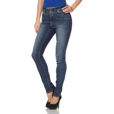 ARIZONA RÖHREN JEANS BAUCH WEG HOSE DAMEN SKINNY SLIM BLAU USED GR. 40 NEU