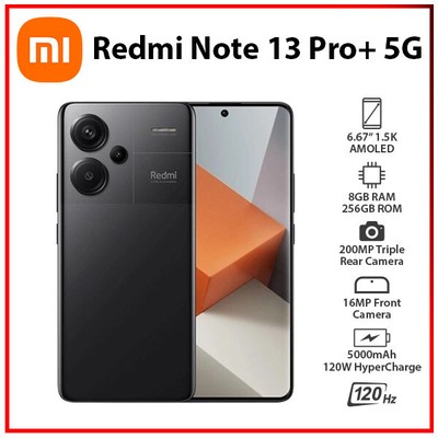 Xiaomi Redmi Note 13 Pro+ Plus 5G 8GB+256GB BLACK Dual SIM Android Cell Phone