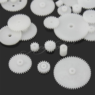 Cheap 58 Pcs White Plastic Gears Module Robot Parts Accessories For DIY 429mm