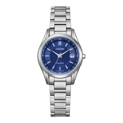 CITIZEN EXCEED ES9370-62L Blue Eco-Drive Titanium Radio Woman's Watch New in Box