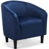 Upholstered Club Chair For Living Room Bedroom Study Navy Bl