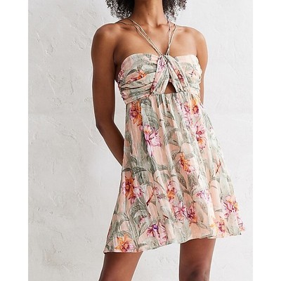 Express Floral Intricate Strappy Back Halter Dress 2