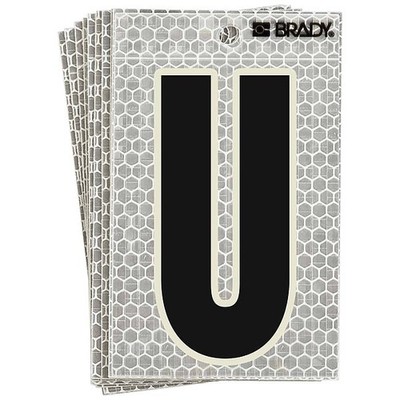 Letter Label U Retroreflective 6in 3in Glow Dark Adhesive Indoor Outdoor Pack10