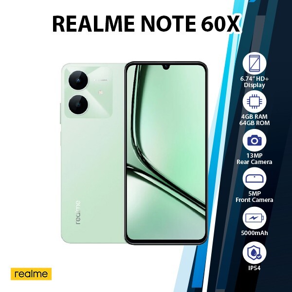 Realme Note 60X Android Mobile Phone (Green/4GB+64GB/Global Ver