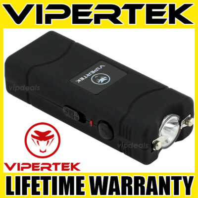 VIPERTEK Stun Gun Micro Mini BLACK VTS-881 390 BV Rechargeable LED Flashlight