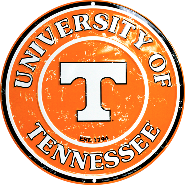 TENNESSEE VOLS 12" ROUND EMBOSSED METAL SIGN VOLUNTEERS MAN CAVE