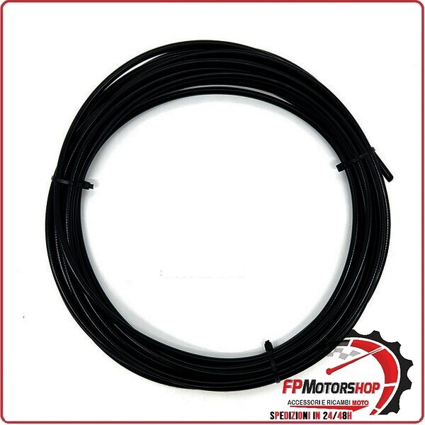 GUAINA PER CAVO FRENO CAMBIO FRIZIONE MOTO SCOOTER TRAFILATA 6mm NERA 10MT