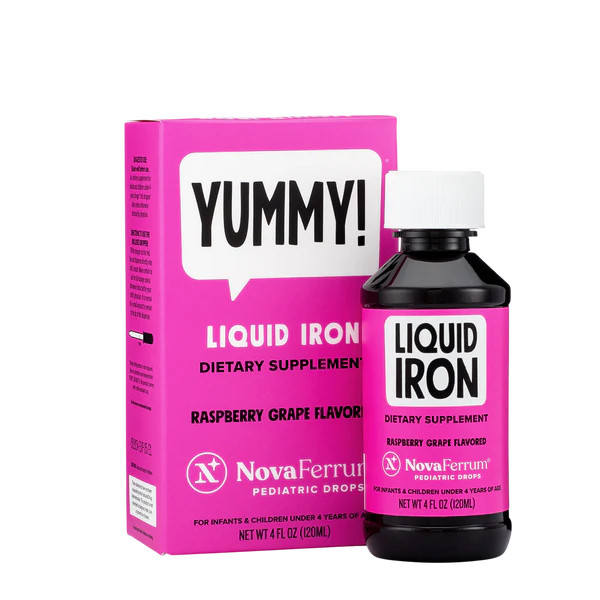 NovaFerrum Pediatric Drops Liquid Iron Raspberry Grape Flavored 15 mg 6 oz 3PK
