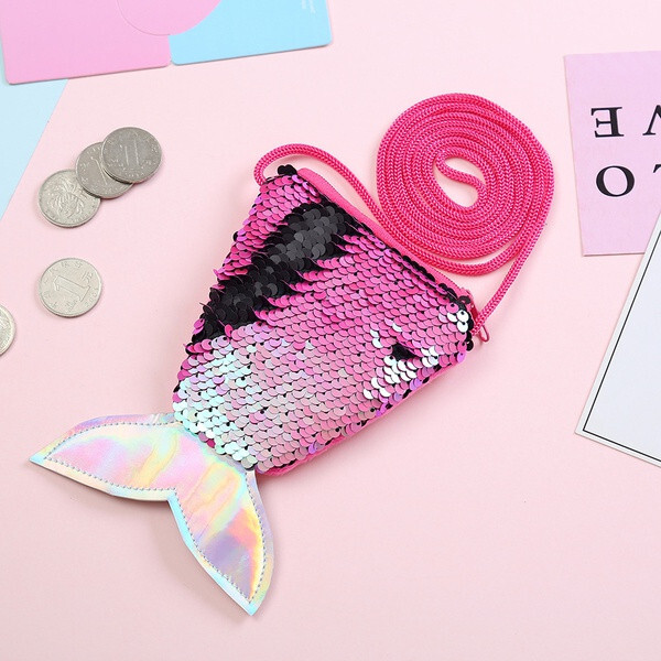 Sequin Coin Purse Lanyard Coin Childrens Oblique Cross Small Bag
