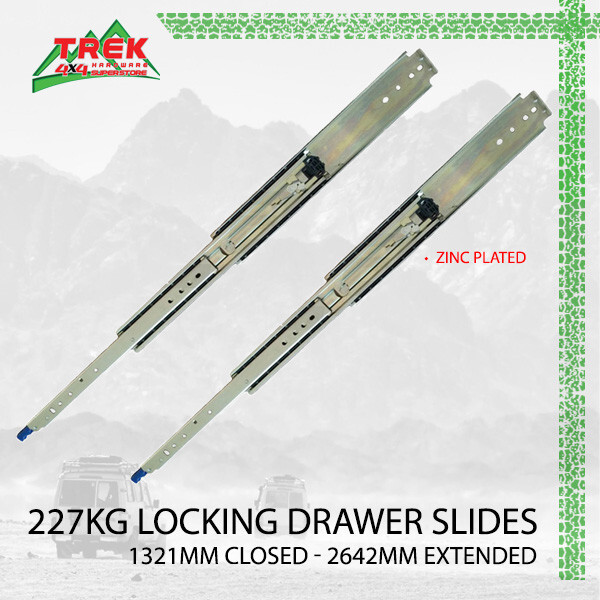227kg Locking Drawer Slides / Runners 1321mm - 2642mm 4wd Trailer Fridge Draw