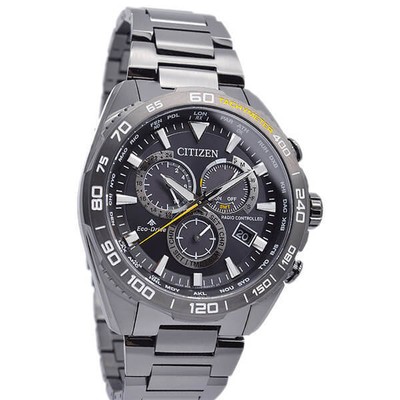 Pre-owned Citizen Promaster Eco-drive Cb5037-84e Black Solar Radio Men's Watch In Box