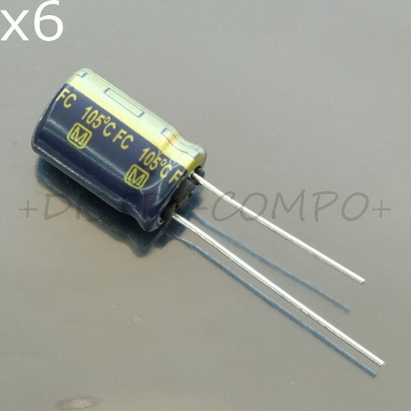Condensateur 820ÂµF 6v3 15x8mm 105Â° Low Esr Fc Panasonic Eeufc0j821l (Lot De 6)