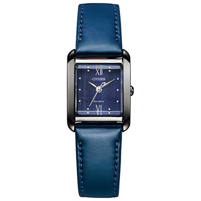 Pre-owned Citizen L Square Collection Ecopet Ew5597-63l Blue Solar Women Watch In Box