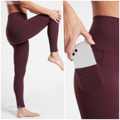 Athleta SP S PETITE Salutation Stash High Rise Tight Leggings, Spiced Cabernet