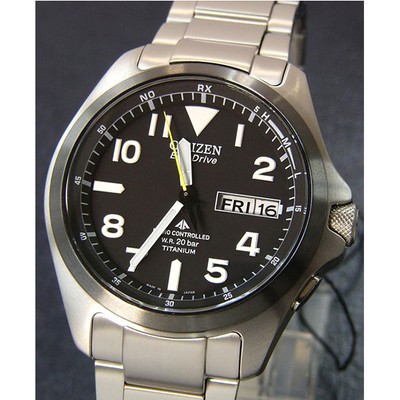 Pre-owned Citizen Promaster Land Pmd56-2952 Black Dial Eco-drive Solar Titanium Men Watch