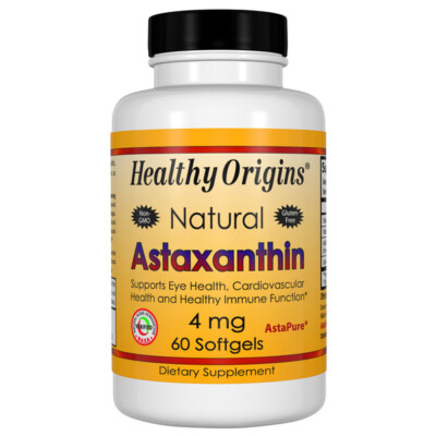 Healthy Origins Astaxanthine 4mg 60 Gélule,Eye & Cœur Santé,Immunitaire Support