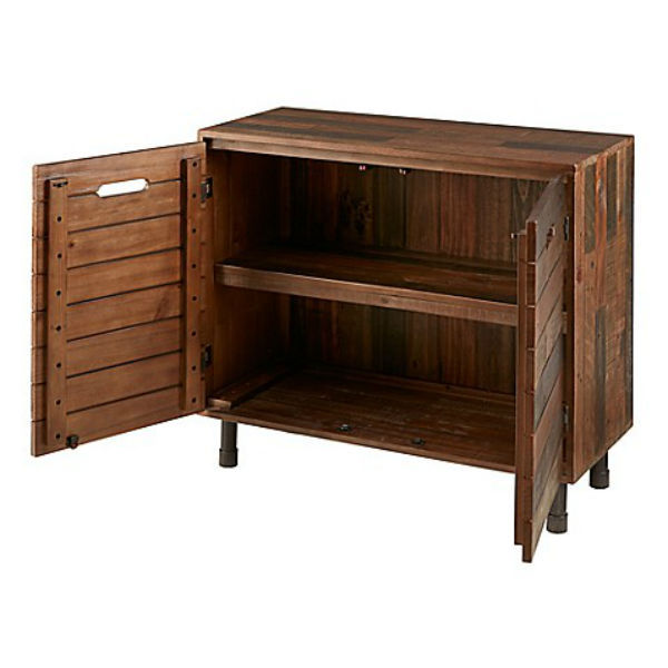 Accent Chest Pine Slats Multi Color Stain Two Doors Furniture Storage Home