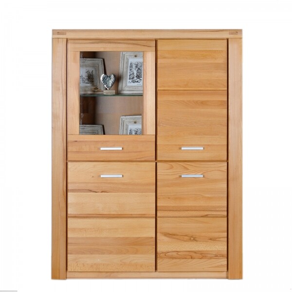 Highboard Vitrine Kernbuche teilmassiv Schrank Anrichte Vertiko ELFO TABEA 6332