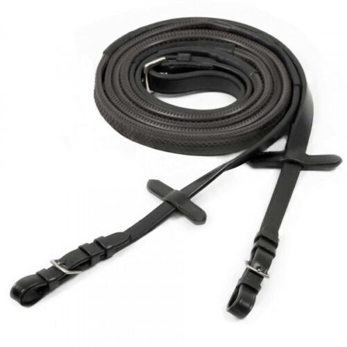Schockemohle Neo Rubber Reins With Buckle-Black-Horse Sized