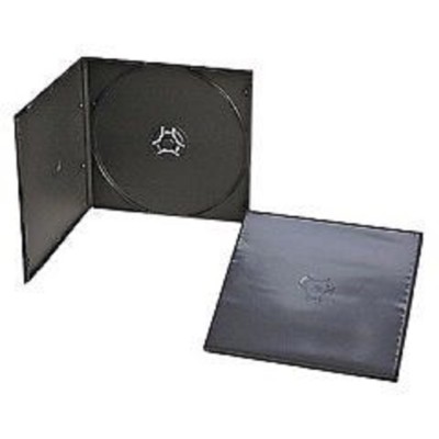10 BLACK SINGLE 5MM SLIM CD DVD POLY CASES WITH SLEEVE FOR ARTWORK, KC01PK