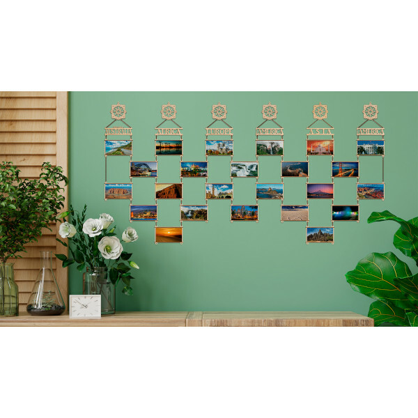 Eco Wood Art - Holz Wandpuzzle Puzzle panel Double-Sided World Welt 6er Set