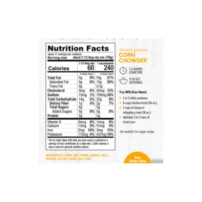Frontier Illinois Prairie Corn Chowder - Gluten Free, No Salt Added - Serves 11