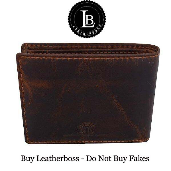 RFID Blocking Brown Vintage Leather Men's Bifold Center Flap Wallet