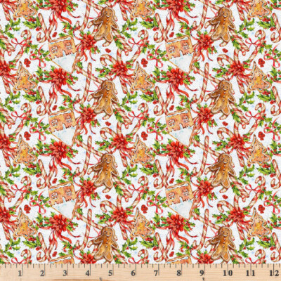 Frosty Delights Candy Cane Cookies 12024317 Gingerbread Half yard continuous cut