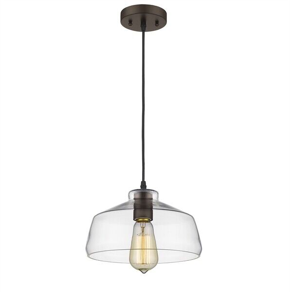 Chloe CH58010CL09-DP1 9 in. Shade Lighting Dickens Industrial-Style 1 Light Rubb
