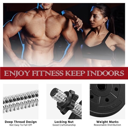 Dumbbell Weight Set 66 LB Adjustable Cap Gym Home Barbell Plates Body Workout