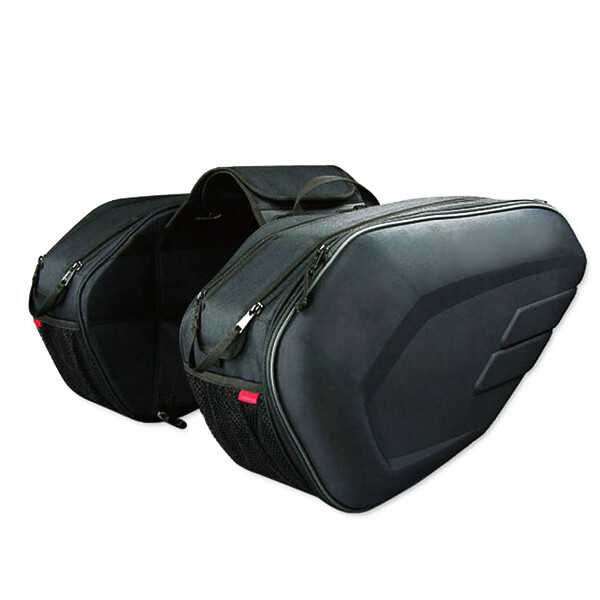 2PCS Black Pannier Bags Luggage Saddle Bags &Rain Cover 36-58L For Motorcycle