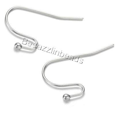 20 Surgical 304 Grade Stainless Steel Fancy Open Hook Earring Findings With Ball