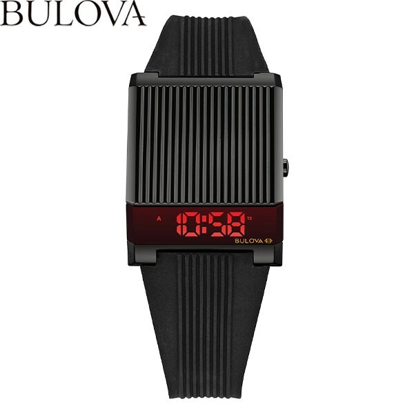 Pre-owned Bulova Archive Series Computron 98c135 Led Watch Black Mens Watch With Box